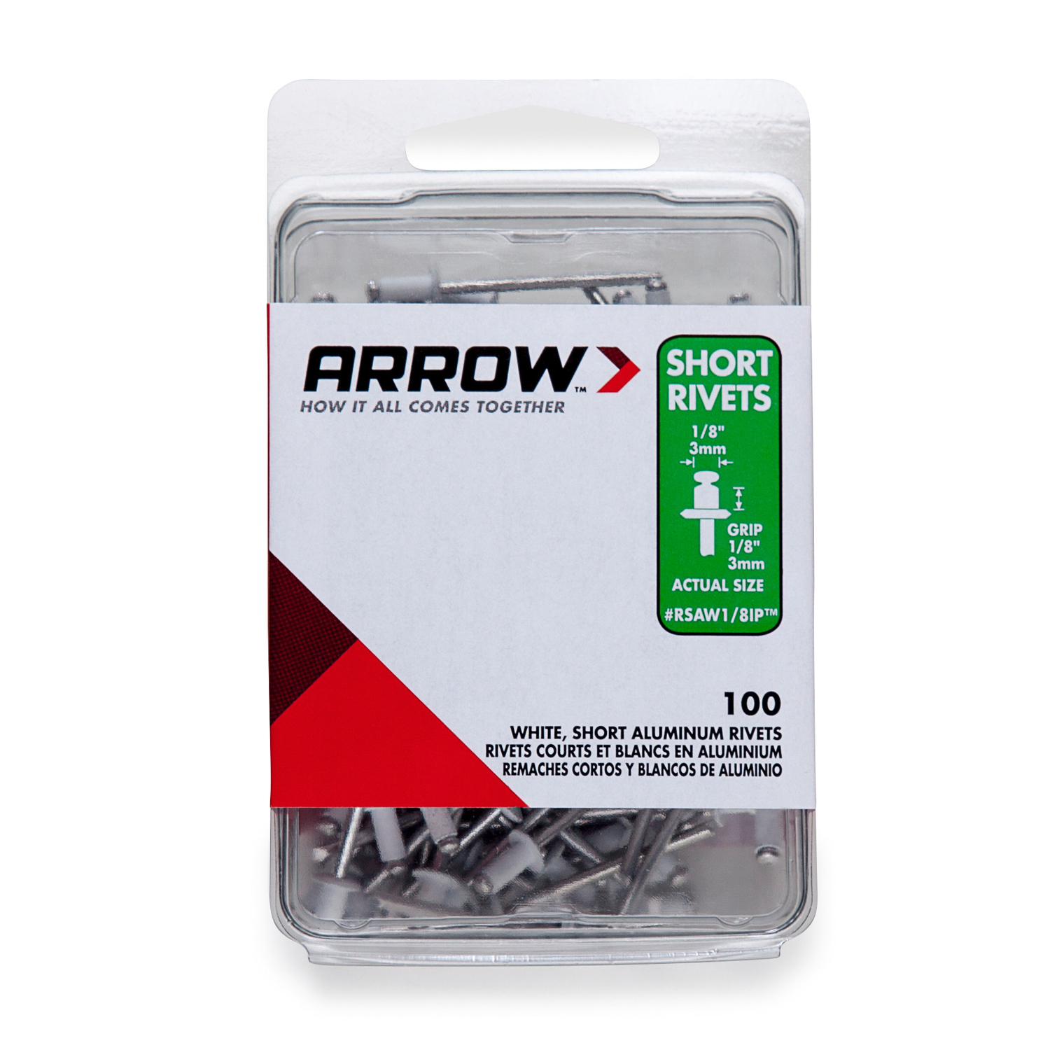 Arrow 1/8 in. D X 1/8 in. Aluminum Rivets White 100 pk