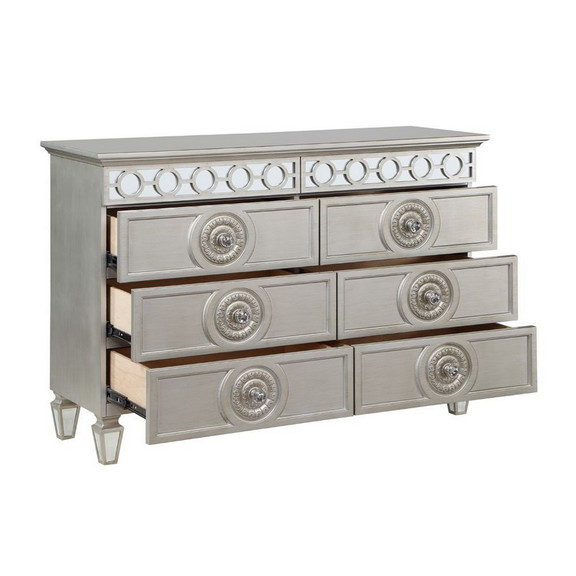 Acme BD01281 Varian Dresser  Silver   Mirrored Fin...