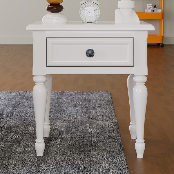 Wood 1 Drawer Nightstand for Nursery， Kid's Room， Bedroom， White