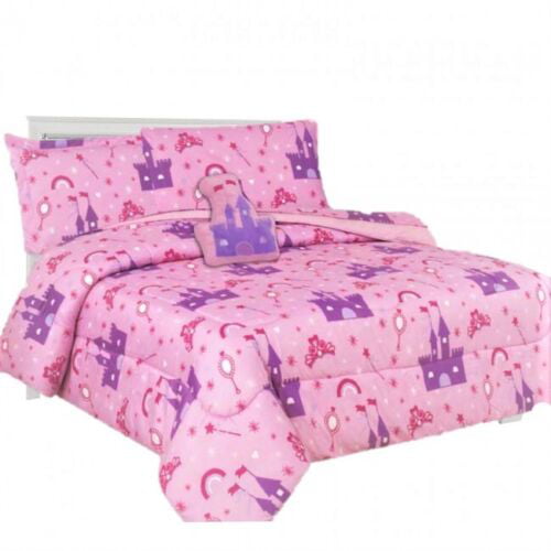 6 piece Twin princess palace bed in bag comforter and sheet set for Kids and Teens