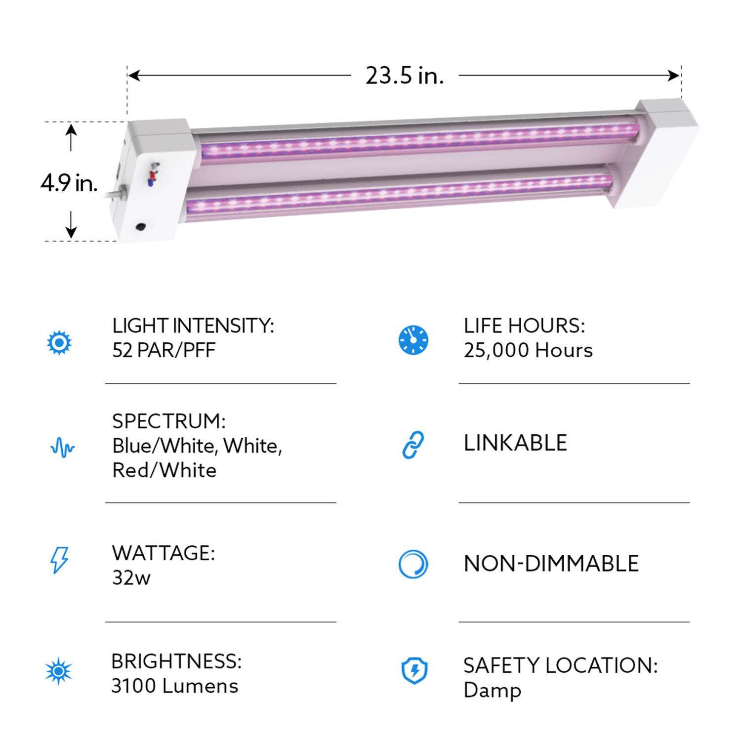 Feit LED Square Connector LED Grow Light Color Changing 32 Watt Equivalence 1 pk