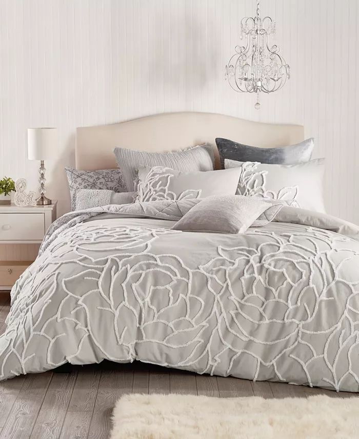 Peri Home Chenille Rose 3 Pieces Duvet Cover Set， Full Queen