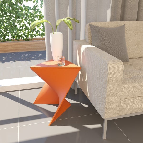 LeisureMod Quinzy Vanity Stool/Side Orange Table