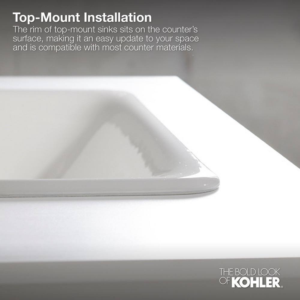 KOHLER Compass Drop-In Vitreous China Bathroom Sink in White K-2298-0