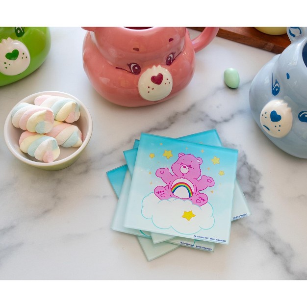 Silver Buffalo Care Bears Clouds Glass Coasters Set Of 4