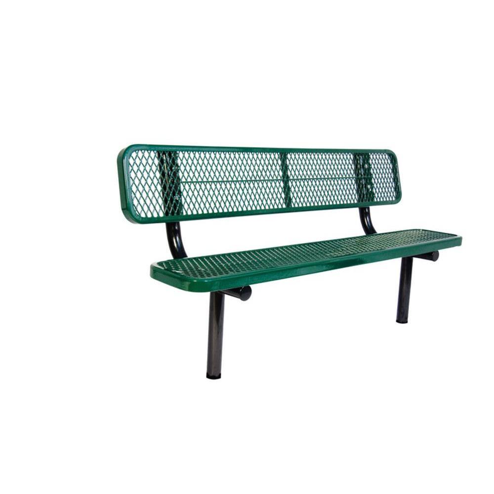 Ultra Play 6 ft. Diamond Green In-Ground Commercial Park Bench with Back Surface Mount PBK940S-V6G