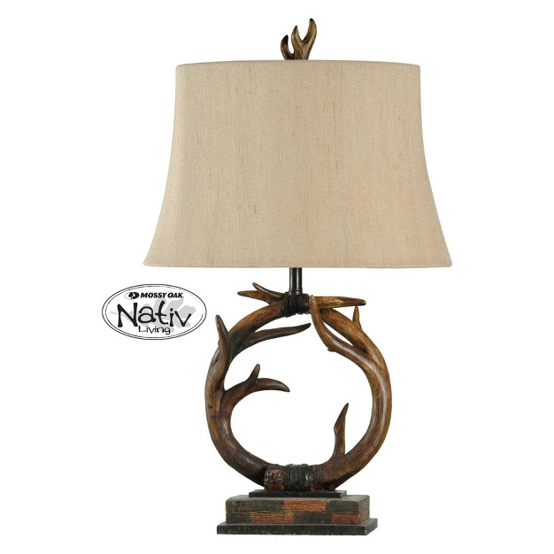 Dalton Brown Antler Table Lamp With Beige Hardback Fabric Shade Stylecraft