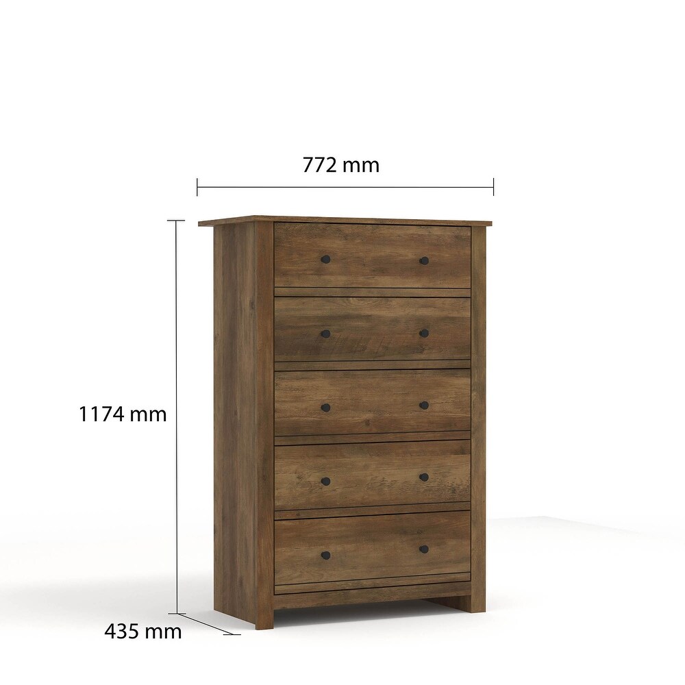 Genoa 5 Drawer Chest of Drawer (46.2 in. H x 17.1 in. W x 30.4 in. D)