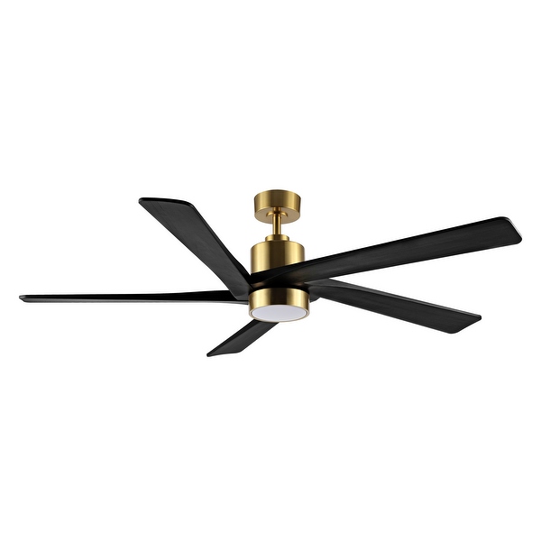 WINGBO 64 Inch DC Ceiling Fan with Lights and Remote Control， 5 Reversible Carved Wood Blades - N/A Shopping - The Best Deals on Ceiling Fans | 40094819