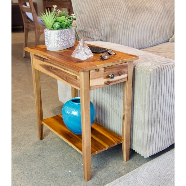 Porch and Den Holly Hill Solid Acacia Recliner End Table