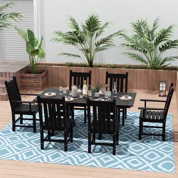 Polytrends Laguna Hdpe All Weather Outdoor Patio Dining Set with Rectangle Table，Side Chairs (7Piece Set)