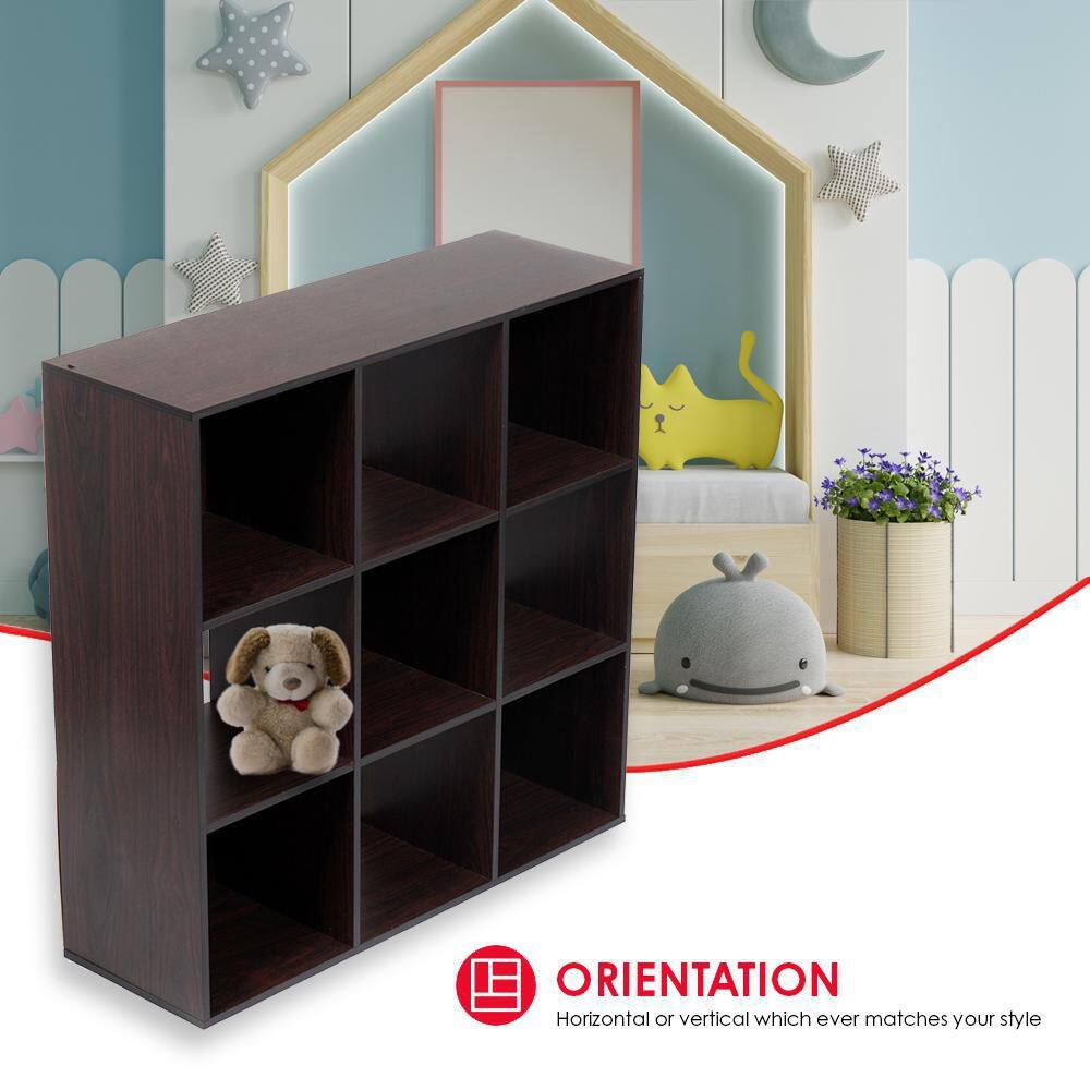 Home Basics Open and Enclosed 9 MDF Cube Organizer Espresso HDC92673