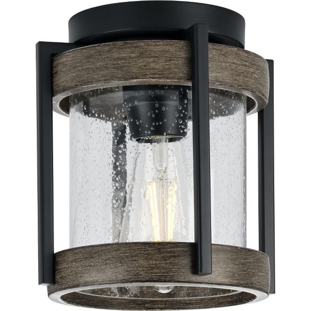 Progress Lighting Whitmire 1 light Outdoor Ceiling Mount Matte Black Clear Seeded Glass