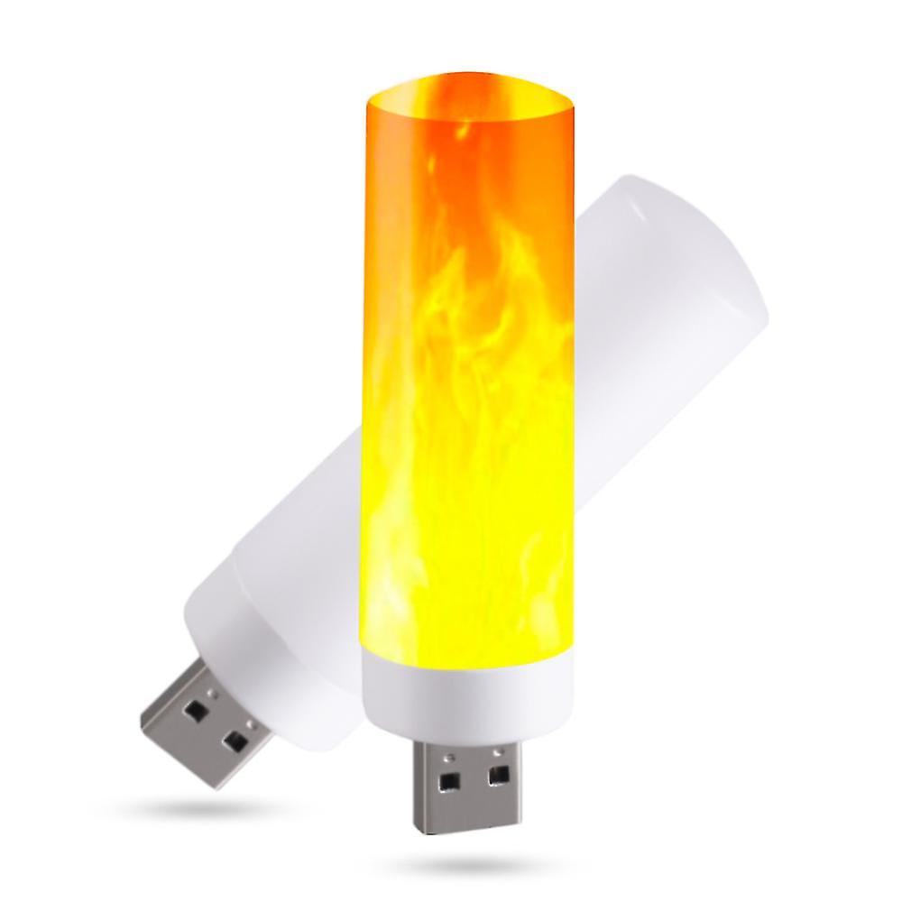 2pcs Usb Atmosphere Light Led Flame Flashing Candle Lights Book Lamp For Power Bank Camping Lighting Cigarette Lighter Effect Light