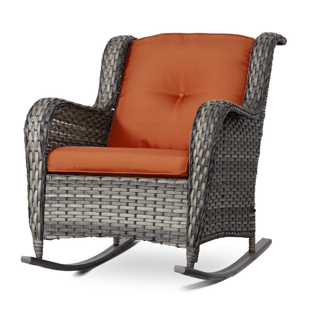 Cozywor Outdoor Wicker Rattan Swivel Rocking Chair