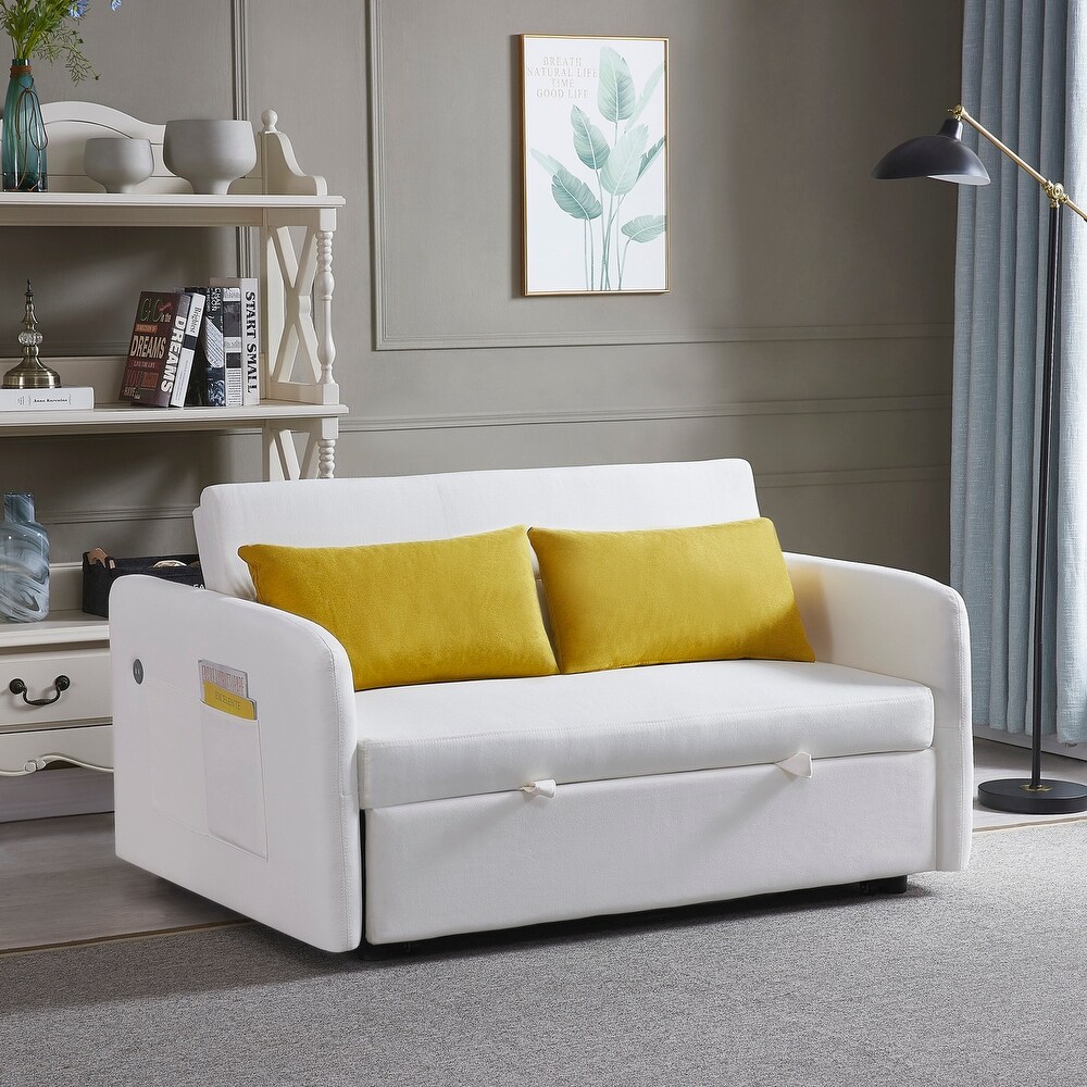 Modern Sofa with Pull Out Sleeper Bed Adjustable Backrest for Living Room