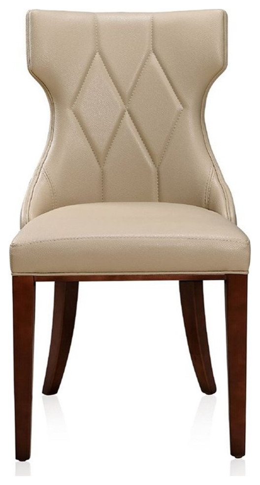 Manhattan Comfort Reine 18.5 quotFaux Leather Dining Chair in Cream (Set of 2)   Transitional   Dining Chairs   by Homesquare  Houzz