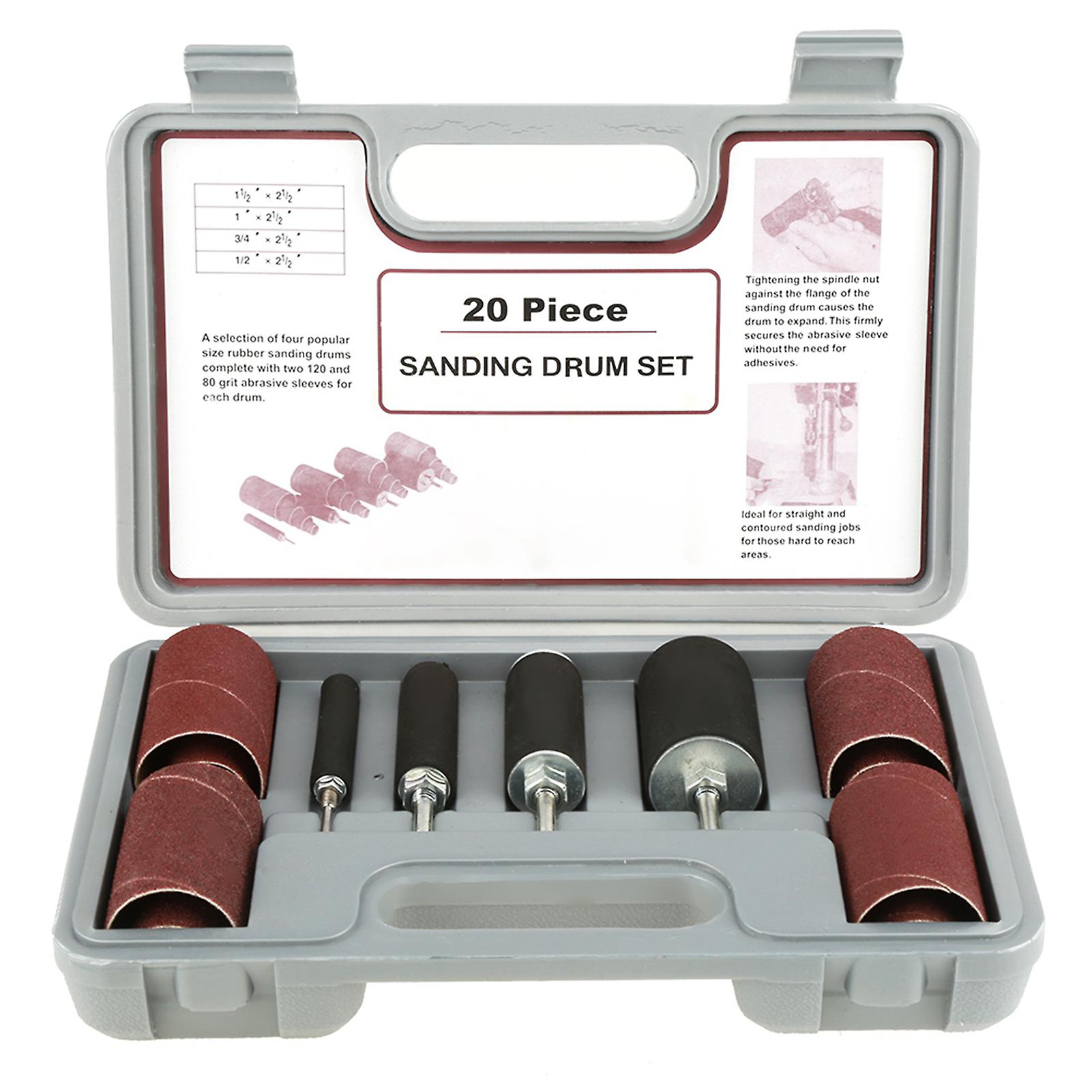 20pcs Spindle Sanding Drum Sander Tool Kit Set With Case For Drill Press