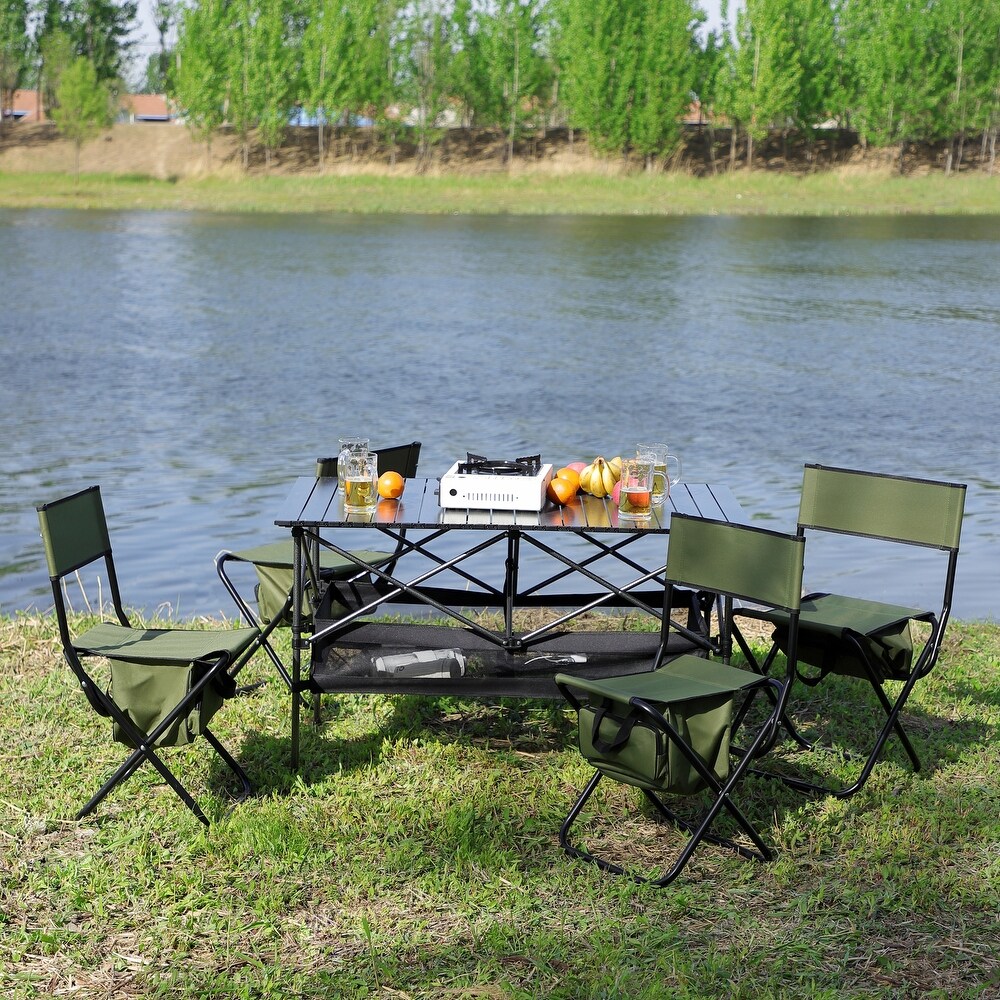 Aluminum Picnic Tables with 4 Oxford Cloth Chair