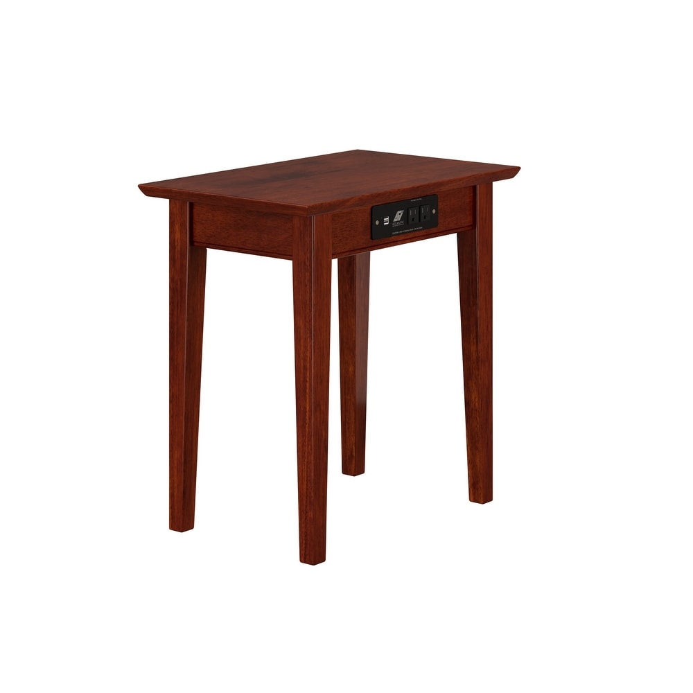 Shaker Side Table with Built In Charging in Walnut Finish