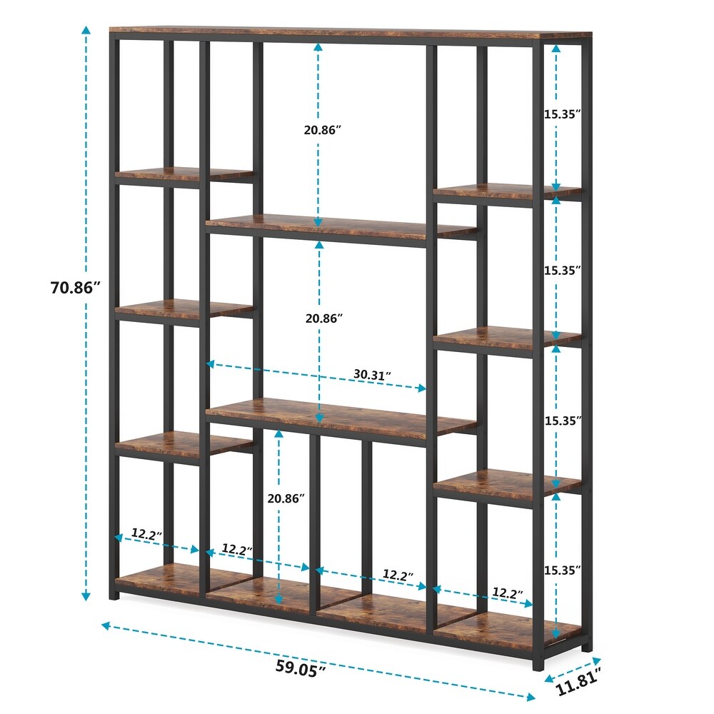 12 Open Shelf Etagere Bookcase Book Shelves Display Shelf   70.86'' H x 59'' W x 11.8'' D