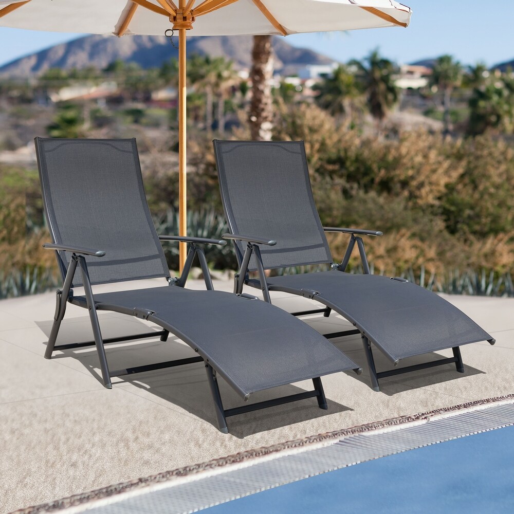 Nuu Garden Outdoor Textilene Lounge Chair in Cape Coral Mesh   67.5*24.5*26 inches