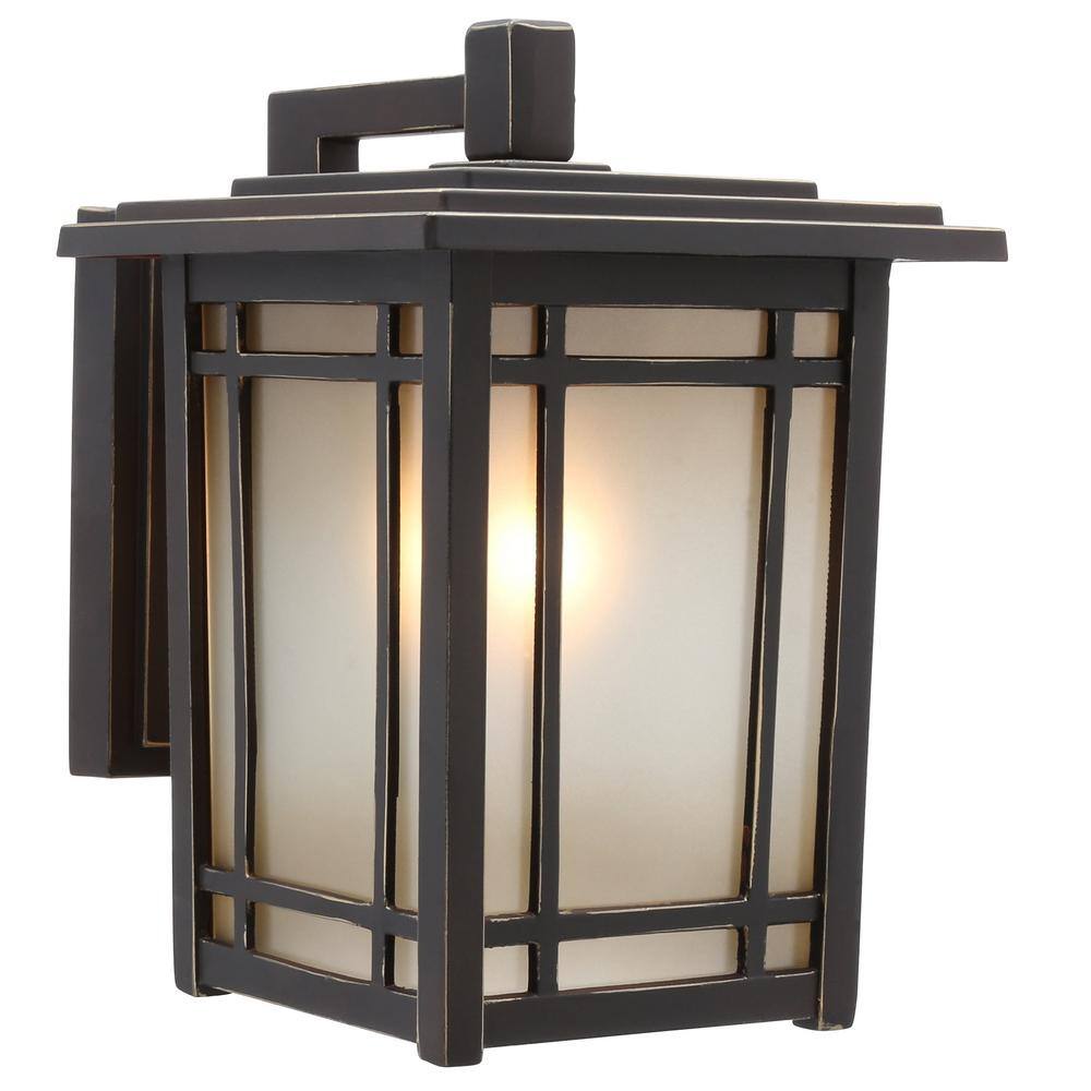 Home Decorators Collection Port Oxford 1-Light Oil Rubbed Chestnut Outdoor Wall Lantern Sconce 23212