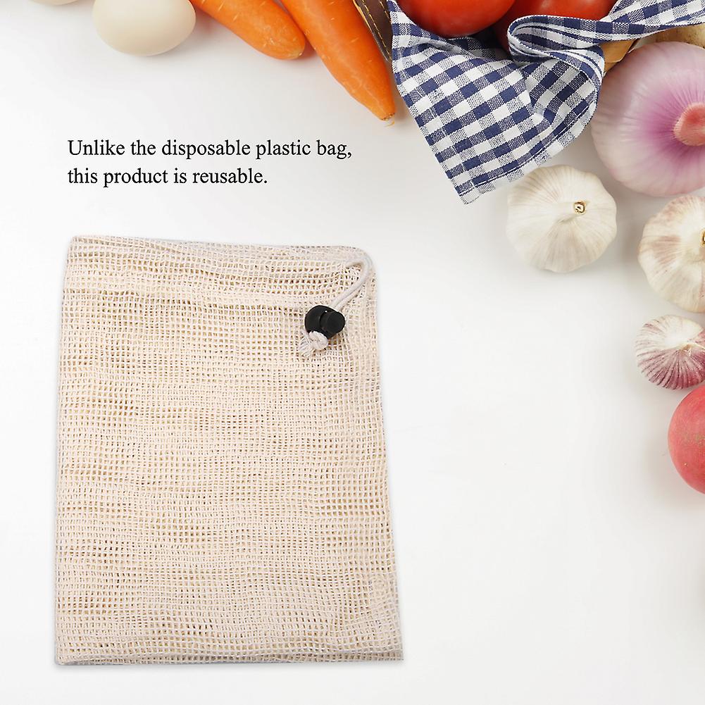 Natural Cotton Mesh Bags Lightweight Fruit Vegetable Shopping Storage Recyclable Net Bags M