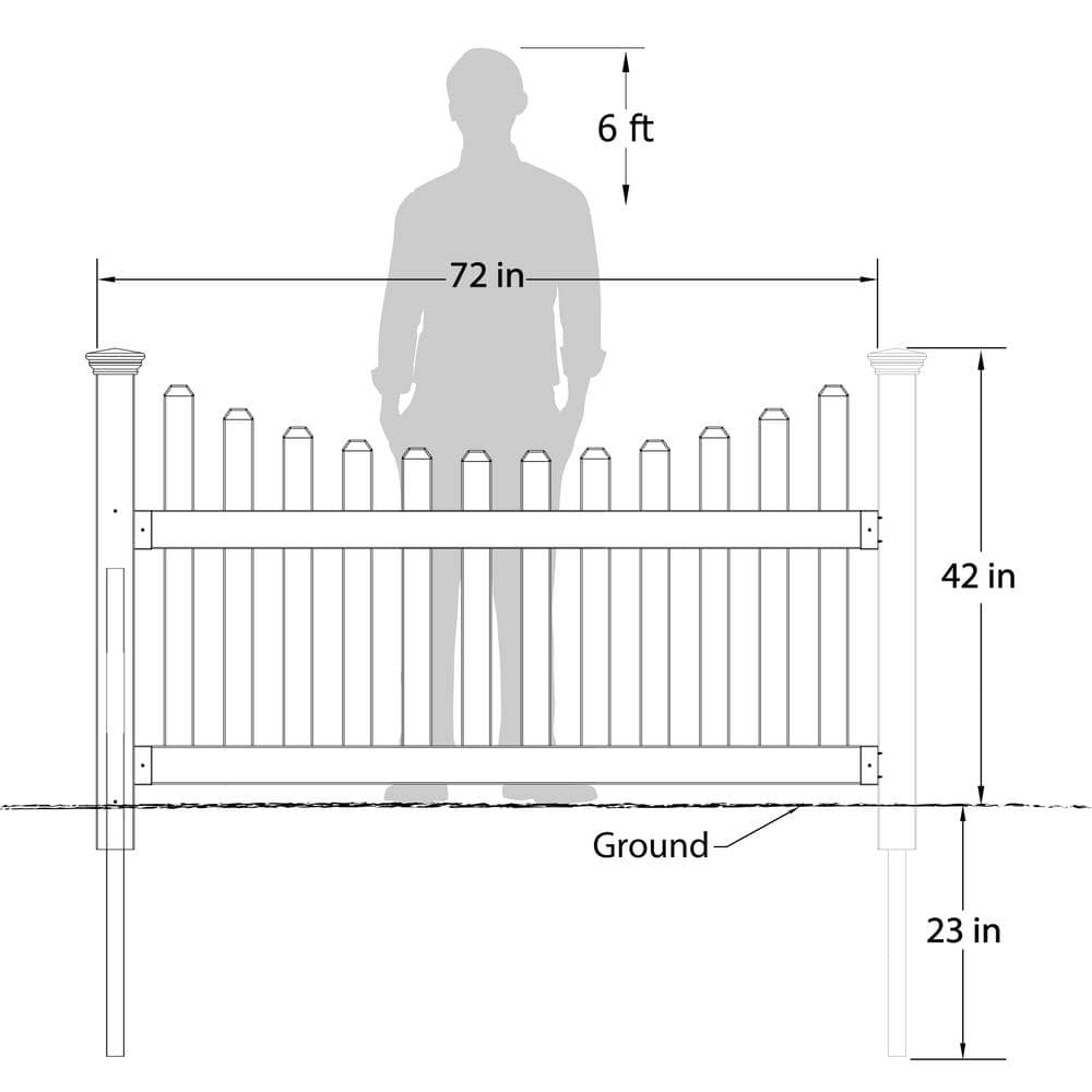 Zippity Outdoor Products 3.5 ft. H x 6 ft. W Permanent All American Vinyl Picket Fence Panel Kit with No-Dig Anchor and Cap ZP19041