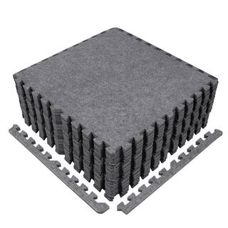 CAP Carpet Texture Top Gray 24 in. x 24 in. x 12 mm Interlocking Mats for Home Gym Kids Room  Living Room (72 sq. ft.) MTS3-1106C-4