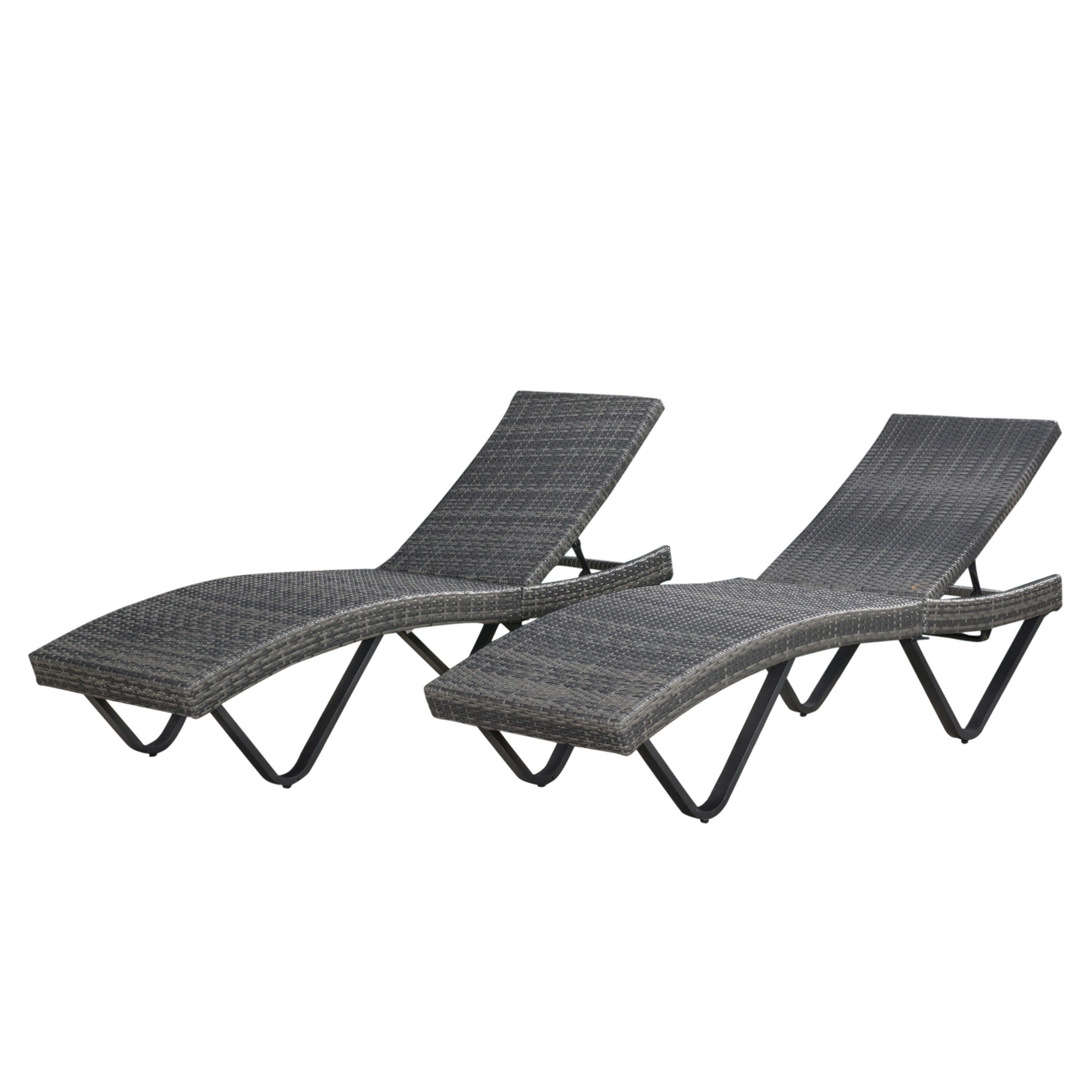 Zanna Outdoor Gray Wicker Adjustable Chaise Lounge