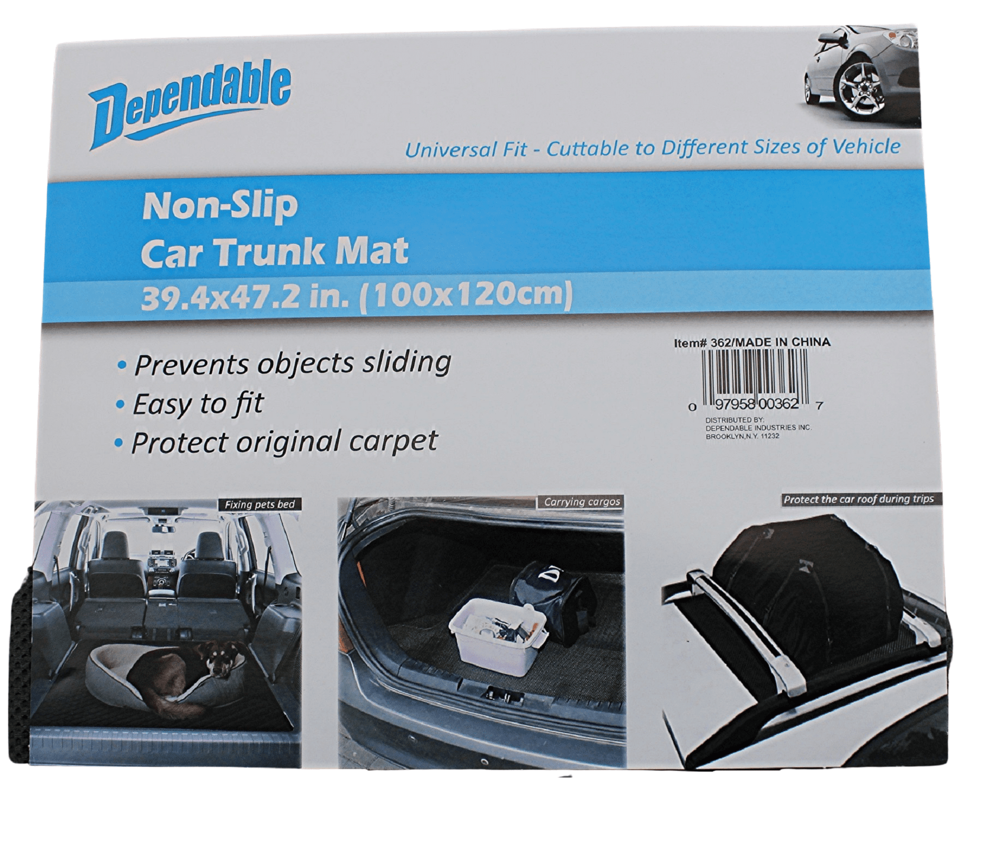 Dependable Industries Black Non-Slip Car Trunk Mat Cargo Liner Protects Fits All Makes and Models  Cut To Fit Universal Size 39