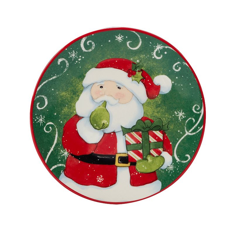 Certified International Holiday Magic Santa 4-pc. Canape Plate Set