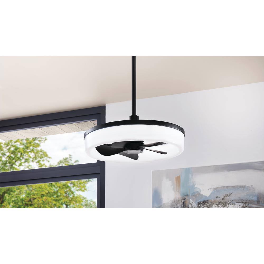 Home Decorators Collection Dialstone 23 in. Integrated CCT LED IndoorOutdoor Matte Black Ceiling Fan with Remote Control AK480-MBK