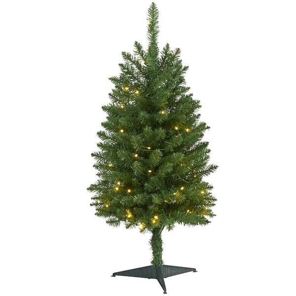 3' Slim Green Mountain Pine Christmas Tree with 50 Clear LED Lights