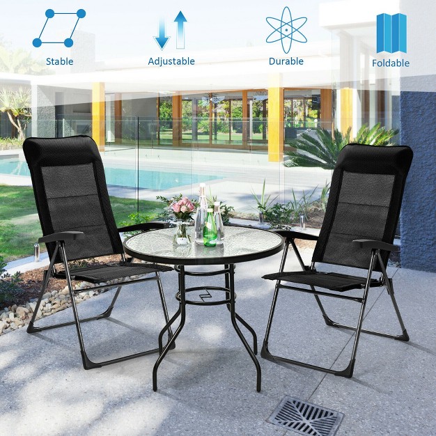 Costway 2 4pcs Patio Folding Dining Chairs Portable Camping Headrest Adjust Black