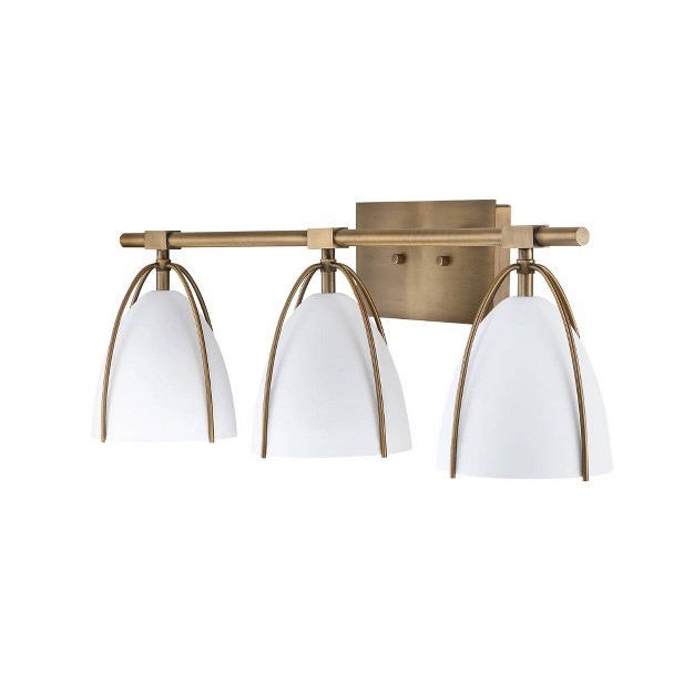 3 light Aubrey Farmhouse Wall Light Fixture Gold Brass white Nathan James