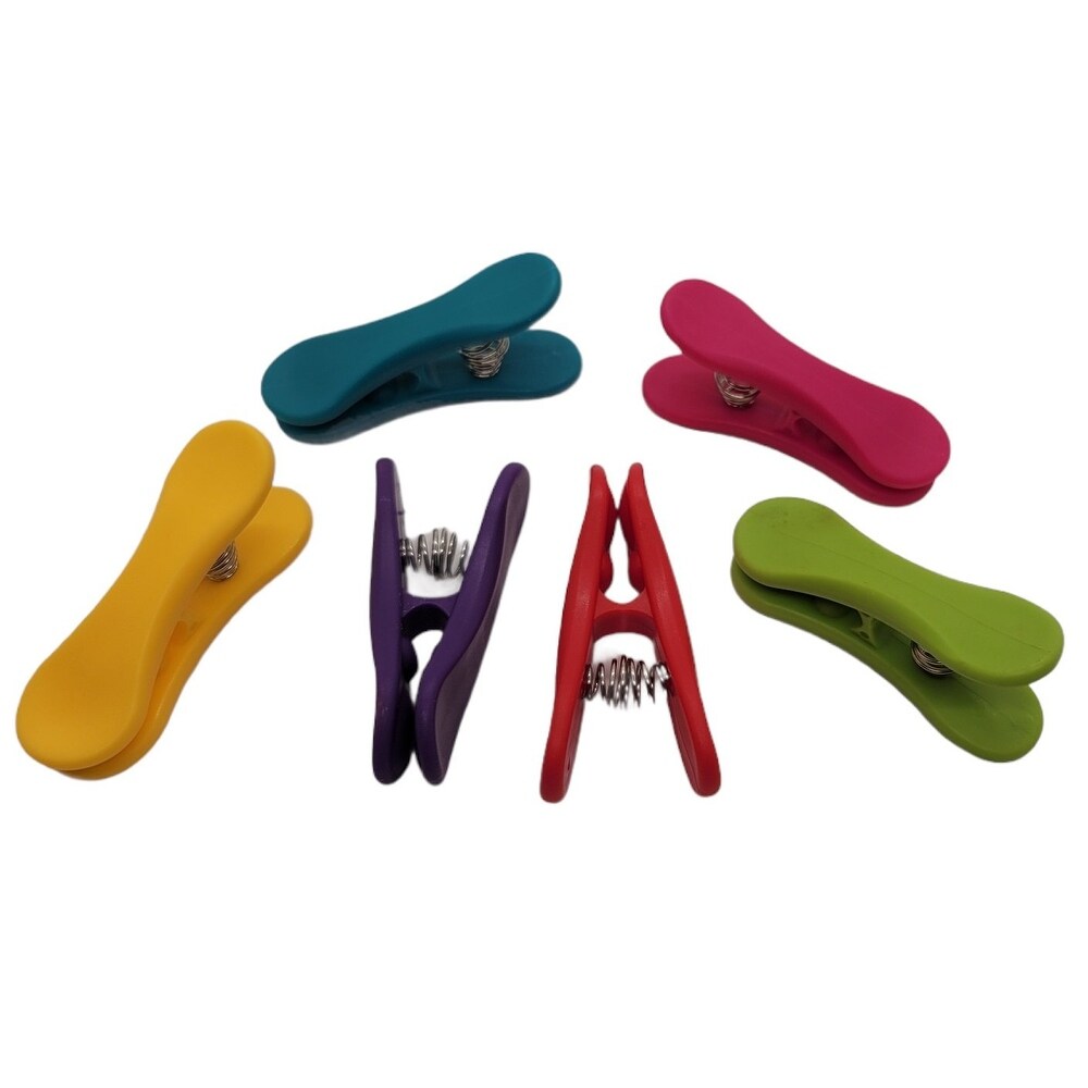 Handy Housewares 6 Piece Colorful Multi Purpose Bag Clip Set   Great for Chips  Snack  Craft Bags and More   Multi