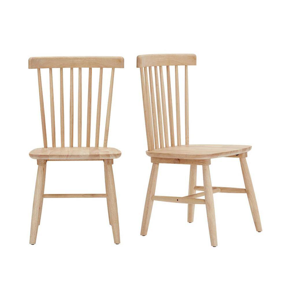 StyleWell Windsor Unfinished Natural Pine Wood Dining Chairs (Set of 2) C-08