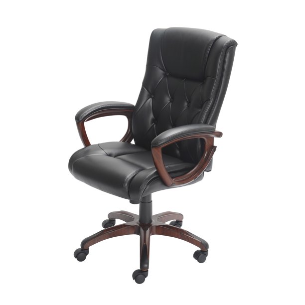 Better Homes and Gardens Executive， Mid-Back Manager's Office Chair With Arms， Black Bonded Leather