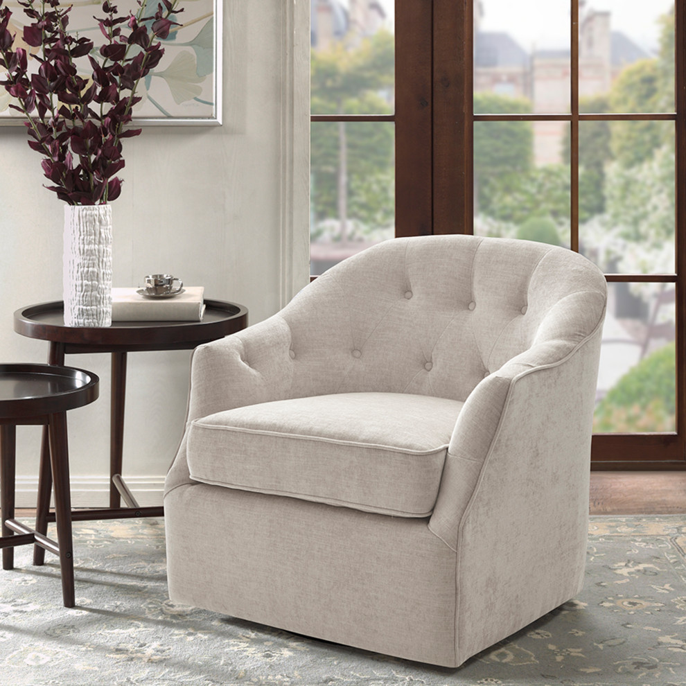 Madison Park Calvin Curved Wide Back Swivel Accent Chair   Transitional   Armchairs And Accent Chairs   by Olliix  Houzz