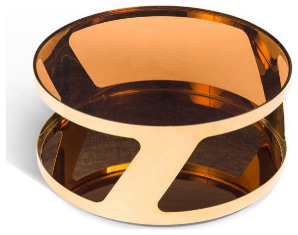 Sonya Modern Round Gold Coffee Table   Contemporary   Coffee Tables   by Rustic Home Furniture Deco  Houzz