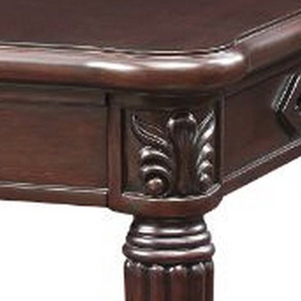 End Table with Traditional Style and Turned Legs， Espresso Brown