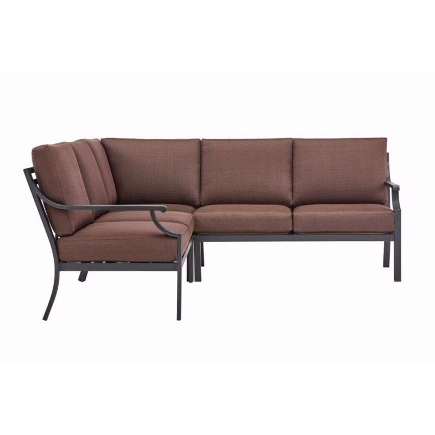 Living Accents Wilshire 4 pc Black Steel Deep Seating Sectional Brown