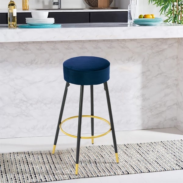 30.11 in. Metal Frame Bar Stool with Velvet Seat