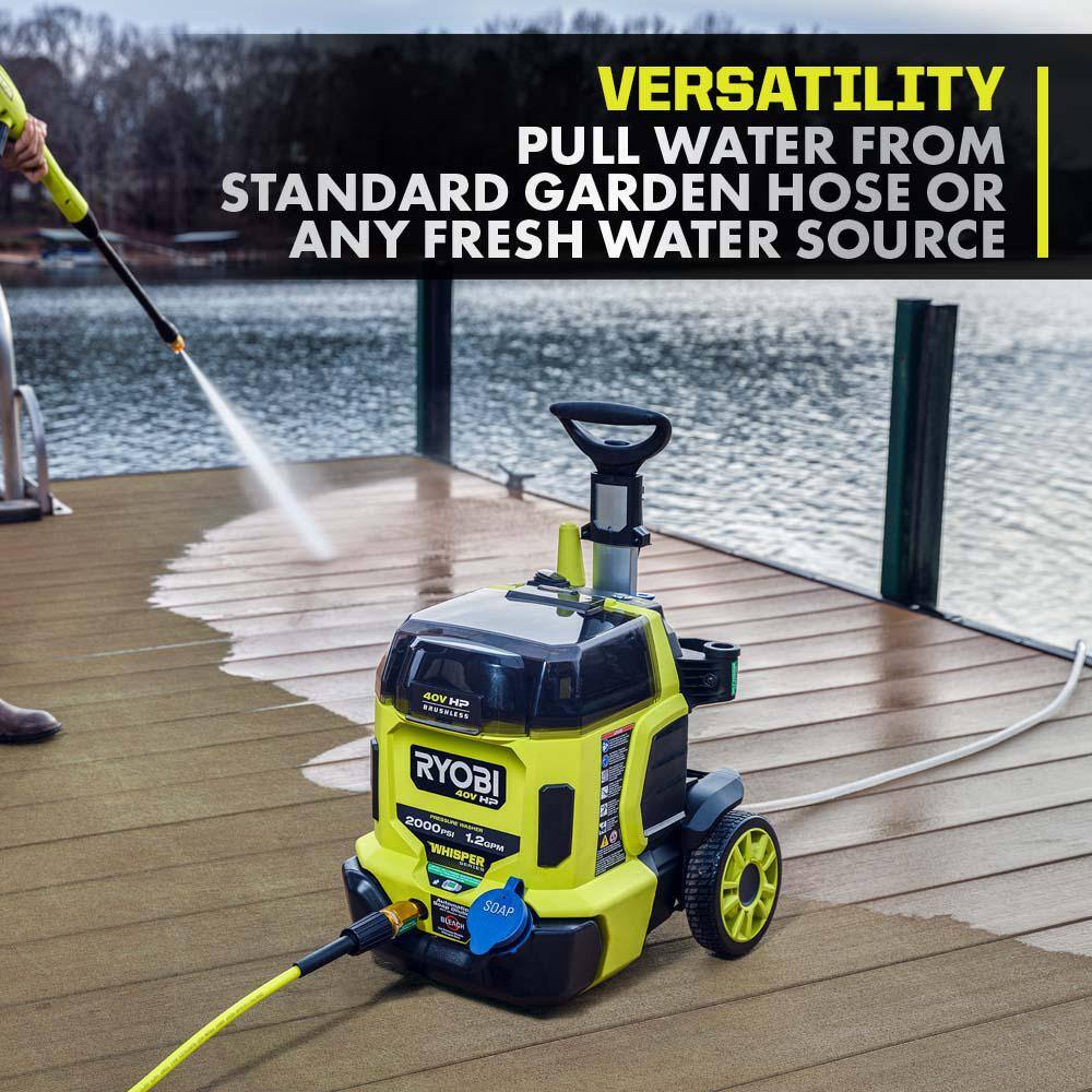 RYOBI RY40306BTLVNM 40V HP Brushless Whisper Series 2000 PSI 1.2 GPM Cold Water Electric Pressure Washer (Tool Only)