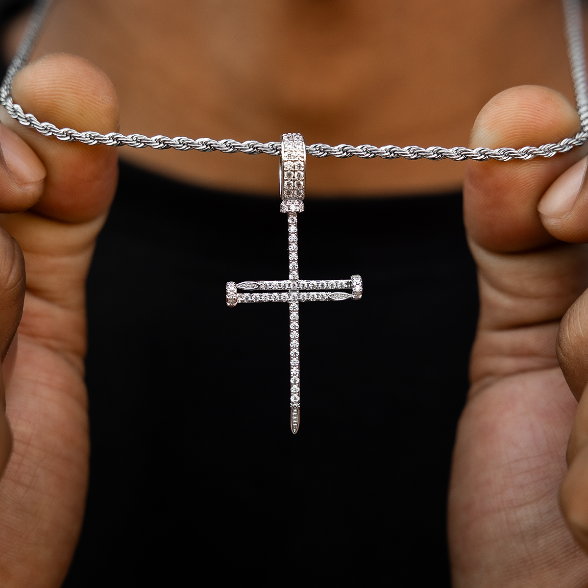 White Gold Nail Cross