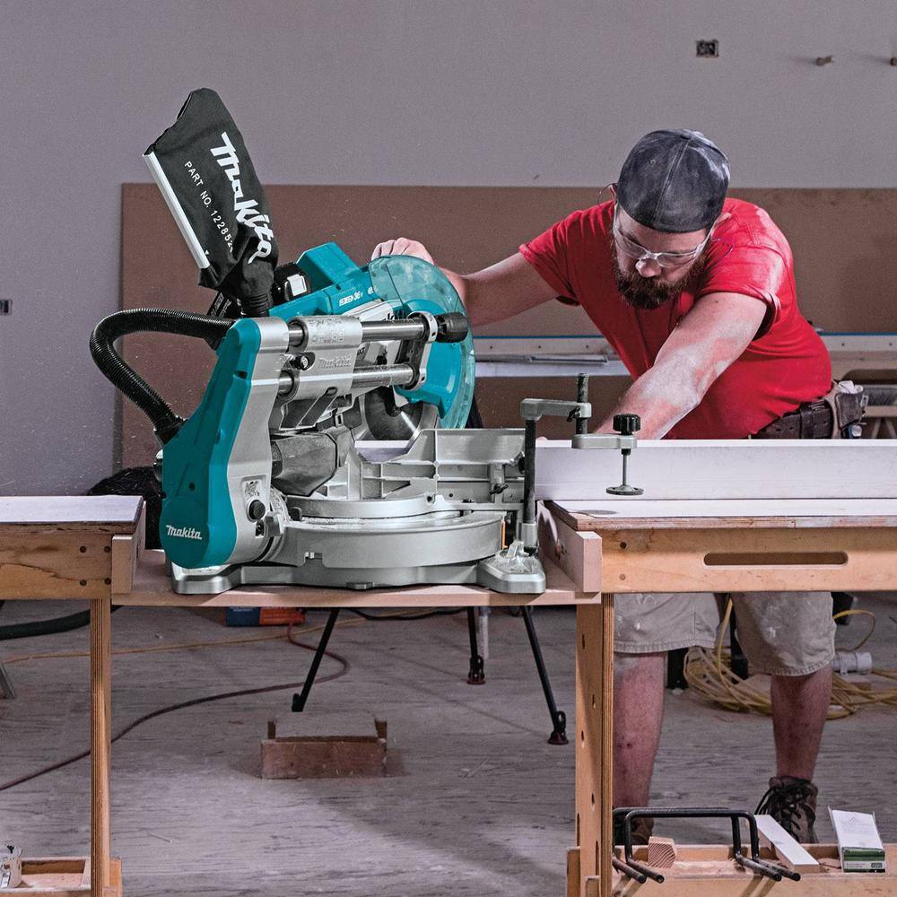 Makita 18V 5.0Ah X2 LXT Lithium-Ion (36V) Brushless Cordless 10 in. Dual-Bevel Sliding Compound Miter Saw with Laser Kit XSL06PT