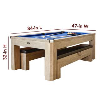 Hathaway Newport 84 in. Pool Table Combo Set with Benches in Rustic Gray BG50374