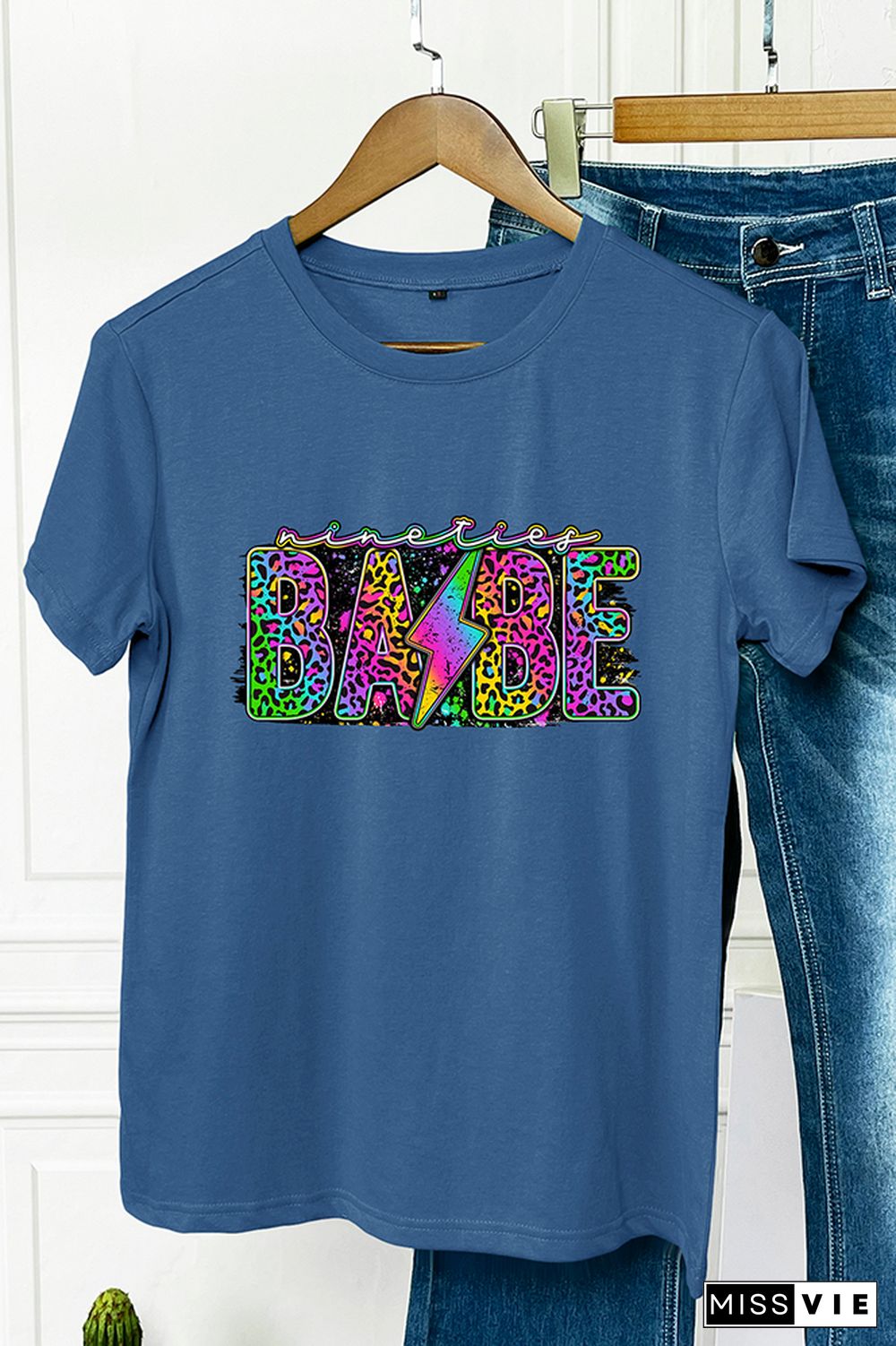 90's Babe Rainbow Leopard Graphic Tee Wholesale